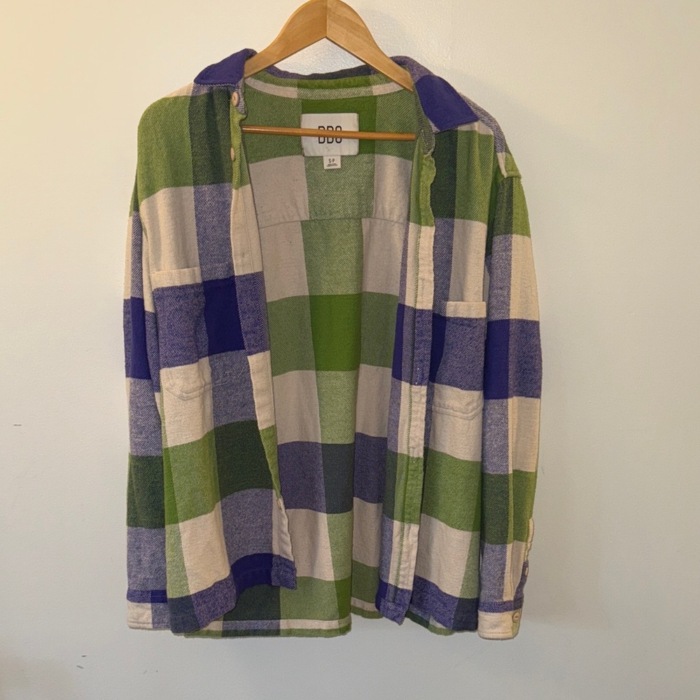BDG Green and Cream Plaid Jacket